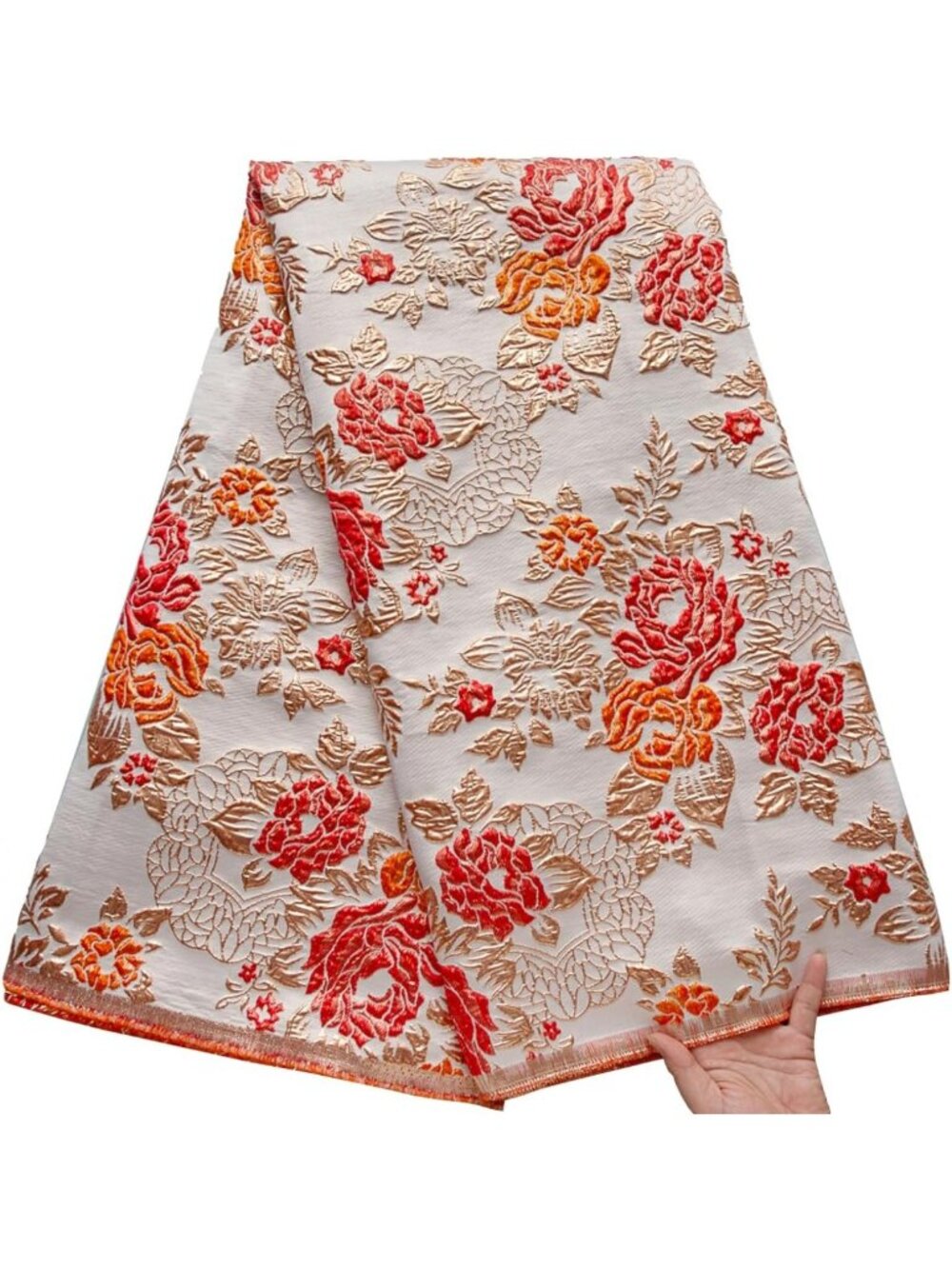 Elegant Floral Lace Fabric 5 Yards - Embroidered Jacquard Brocade for Weddings